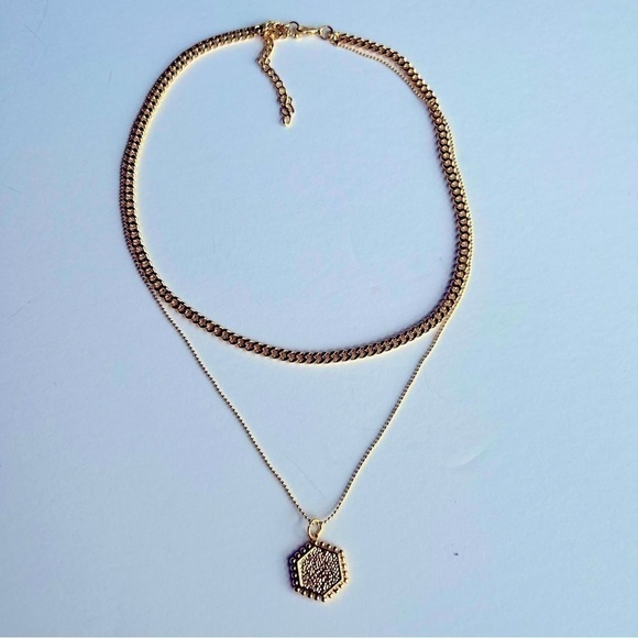 Nib - Souxmux, Double Layer Pendant Necklace - Gold Plated - Adjustable. - Picture 12 of 16